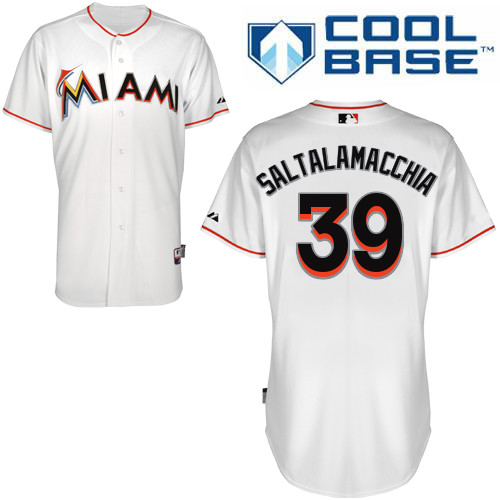 Jarrod Saltalamacchia #39 MLB Jersey-Miami Marlins Men's Authentic Home White Cool Base Baseball Jersey